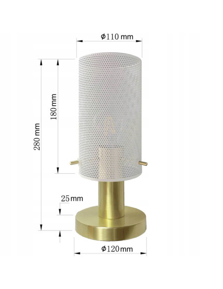 Lampa stołowa TIRANA z białym kloszem i złotymi akcentami – elegancka, nowoczesna lampa do biura i sypialni.