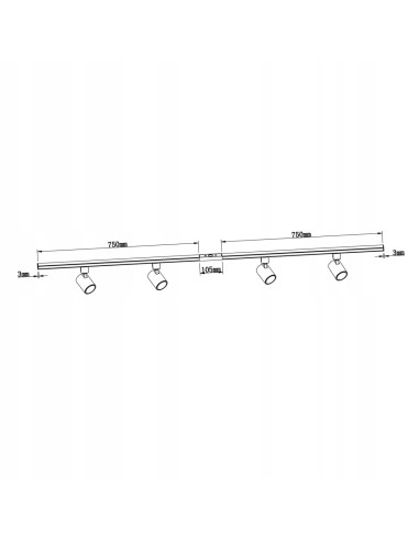 Elegancki Zestaw Oświetlenia Szynowego Snow 1,5m z 4 Reflektorami GU10 - Nowoczesne Wnętrza dla Domu i Biura