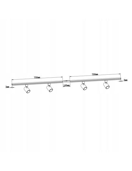 Elegancki Zestaw Oświetlenia Szynowego Snow 1,5m z 4 Reflektorami GU10 - Nowoczesne Wnętrza dla Domu i Biura