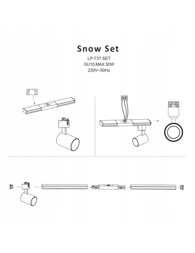 Elegancki Zestaw Oświetlenia Szynowego Snow 1,5m z 4 Reflektorami GU10 - Nowoczesne Wnętrza dla Domu i Biura