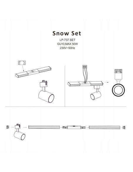Elegancki Zestaw Oświetlenia Szynowego Snow 1,5m z 4 Reflektorami GU10 - Nowoczesne Wnętrza dla Domu i Biura
