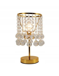 Lampa stołowa glamour LONDON CRYSTAL 40W - złoto/przezroczysta, eleganckie oświetlenie do sypialni, biura i toaletki