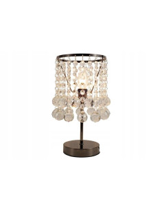 Elegancka lampka nocna LONDON CRYSTAL E14 z kryształkami w czarnym chromie - nowoczesne oświetlenie do wnętrz.
