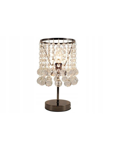 Elegancka lampka nocna LONDON CRYSTAL E14 z kryształkami w czarnym chromie - nowoczesne oświetlenie do wnętrz.