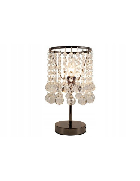 Elegancka lampka nocna LONDON CRYSTAL E14 z kryształkami w czarnym chromie - nowoczesne oświetlenie do wnętrz.