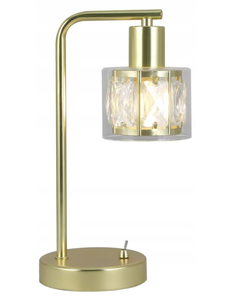 Elegancka lampa stołowa Elmo w złotym wykończeniu E14 - idealna do gabinetu i sypialni, nowoczesny design.