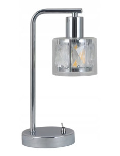 Elegancka lampa stołowa Elmo z chromowanym wykończeniem, 1 punkt E14, wysokość 30 cm - idealna do biura i salonu