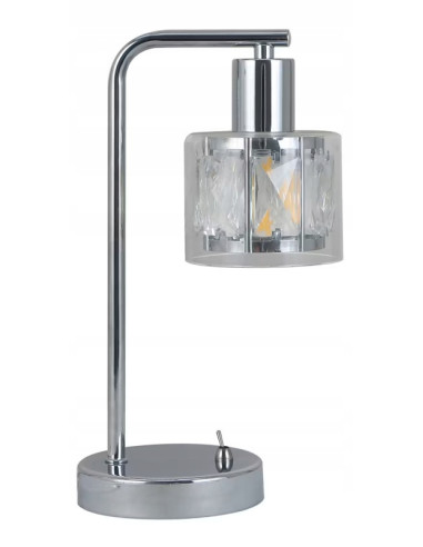 Elegancka lampa stołowa Elmo z chromowanym wykończeniem, 1 punkt E14, wysokość 30 cm - idealna do biura i salonu