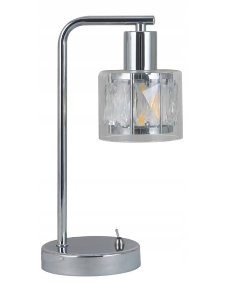 Elegancka lampa stołowa Elmo z chromowanym wykończeniem, 1 punkt E14, wysokość 30 cm - idealna do biura i salonu