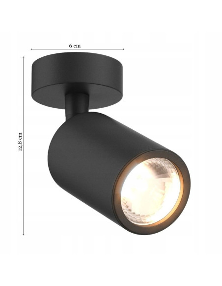 Reflektor sufitowy TORI czarny z regulacją GU10 - nowoczesne oświetlenie do salonu, kuchni i sypialni