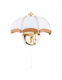 Kinkiet SIKORKA DREWNIANY z mlecznym kloszem – elegancka lampa do sypialni i salonu w stylu secesyjnym