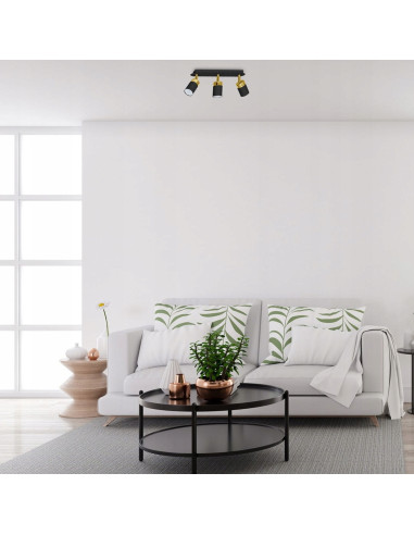 Lampa sufitowa JOKER MiLAGRO, nowoczesna, czarno-złota, z trzema punktami świetlnymi do sypialni i biura