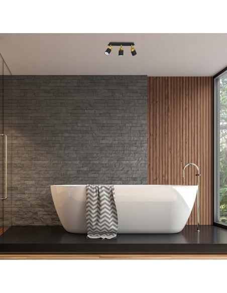 Lampa sufitowa JOKER MiLAGRO, nowoczesna, czarno-złota, z trzema punktami świetlnymi do sypialni i biura