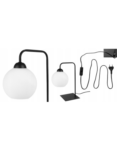 Lampa stojąca ELIZA z nowoczesnym designem, idealna do sypialni, salonu i gabinetu w czerni i bieli.