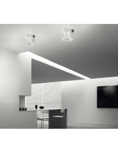 Lampa sufitowa Cubo Claro G9 - elegancki plafon minimalistyczny z metalowo-szklanej konstrukcji w srebrnym kolorze