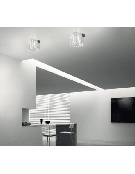 Lampa sufitowa Cubo Claro G9 - elegancki plafon minimalistyczny z metalowo-szklanej konstrukcji w srebrnym kolorze