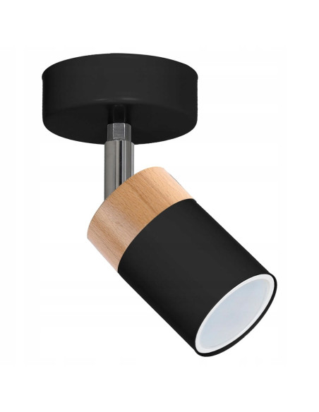 Lampa biurkowa skandynawska Joker Black Wood, elegancki design z metalowymi i drewnianymi akcentami, MiLAGRO