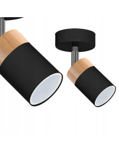 Lampa biurkowa skandynawska Joker Black Wood, elegancki design z metalowymi i drewnianymi akcentami, MiLAGRO 2