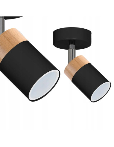 Lampa biurkowa skandynawska Joker Black Wood, elegancki design z metalowymi i drewnianymi akcentami, MiLAGRO