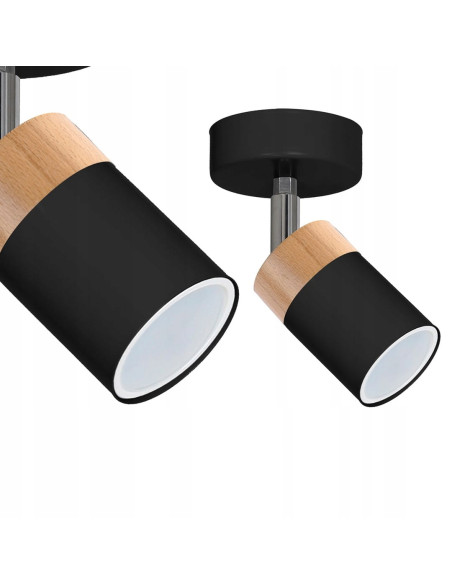 Lampa biurkowa skandynawska Joker Black Wood, elegancki design z metalowymi i drewnianymi akcentami, MiLAGRO