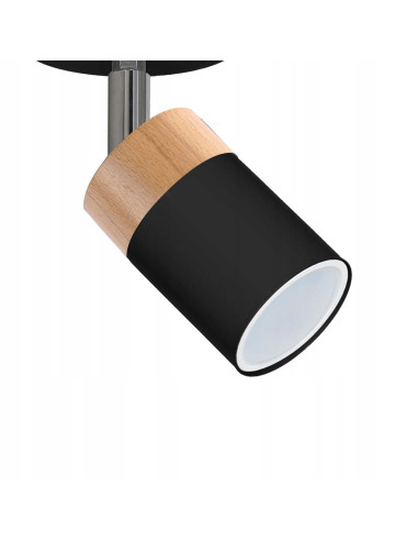 Lampa biurkowa skandynawska Joker Black Wood, elegancki design z metalowymi i drewnianymi akcentami, MiLAGRO