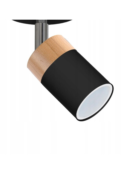Lampa biurkowa skandynawska Joker Black Wood, elegancki design z metalowymi i drewnianymi akcentami, MiLAGRO