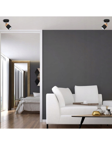 Lampa biurkowa skandynawska Joker Black Wood, elegancki design z metalowymi i drewnianymi akcentami, MiLAGRO