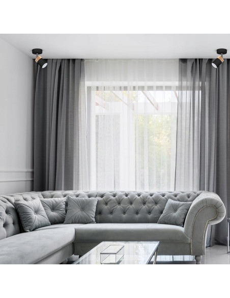 Lampa biurkowa skandynawska Joker Black Wood, elegancki design z metalowymi i drewnianymi akcentami, MiLAGRO