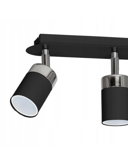 Nowoczesna lampa sufitowa JOKER w czerni z trzema regulowanymi reflektorami do sypialni i holu