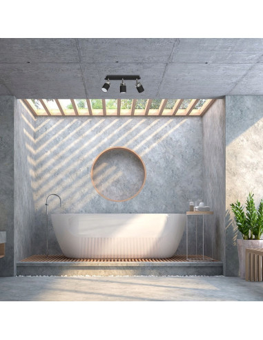 Nowoczesna lampa sufitowa JOKER w czerni z trzema regulowanymi reflektorami do sypialni i holu