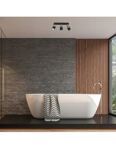 Nowoczesna lampa sufitowa JOKER w czerni z trzema regulowanymi reflektorami do sypialni i holu