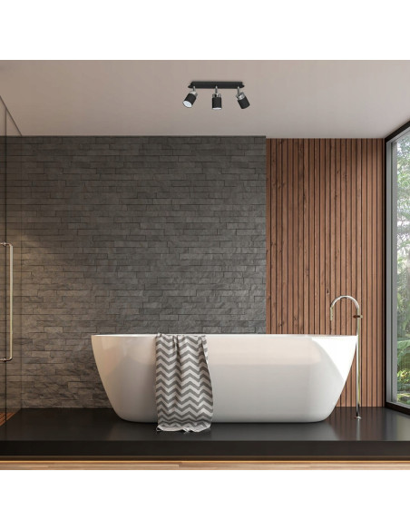 Nowoczesna lampa sufitowa JOKER w czerni z trzema regulowanymi reflektorami do sypialni i holu