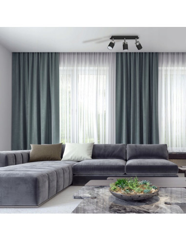 Nowoczesna lampa sufitowa JOKER w czerni z trzema regulowanymi reflektorami do sypialni i holu