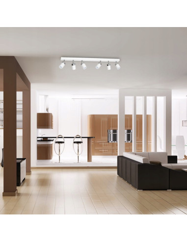 Lampa sufitowa JOKER z 6 reflektorami na białej listwie, industrialny design, Eko-Light, dla nowoczesnych wnętrz