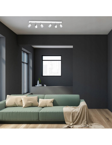 Lampa sufitowa JOKER z 6 reflektorami na białej listwie, industrialny design, Eko-Light, dla nowoczesnych wnętrz