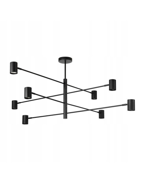 Reflektor sufitowy Snow w kolorze czarnym, nowoczesna lampa wisząca z 8 punktami światła do eleganckiego salonu