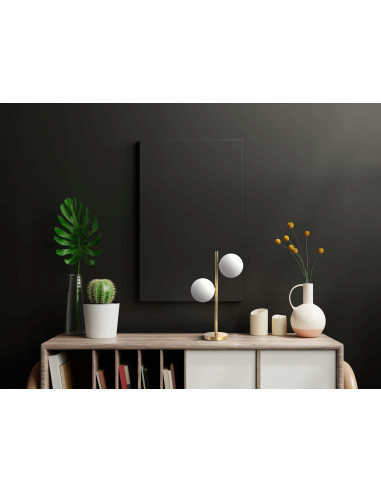 Lampa stojąca DORADO z podwójnym kloszem, eleganckie złote wykończenie, 45 cm - idealna do biura i salonu