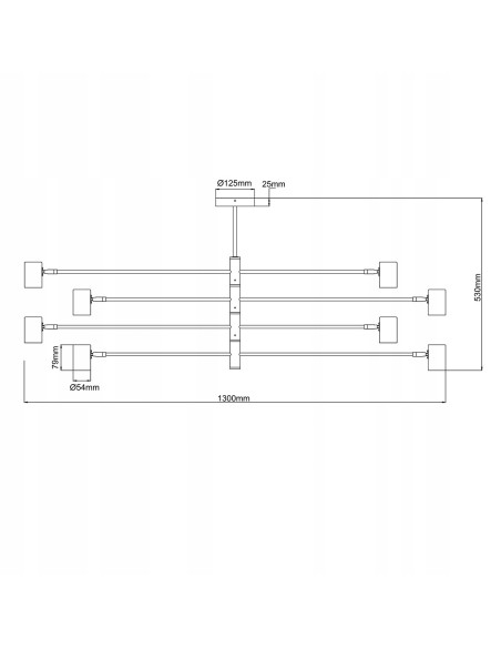 Reflektor sufitowy Snow w kolorze czarnym, nowoczesna lampa wisząca z 8 punktami światła do eleganckiego salonu