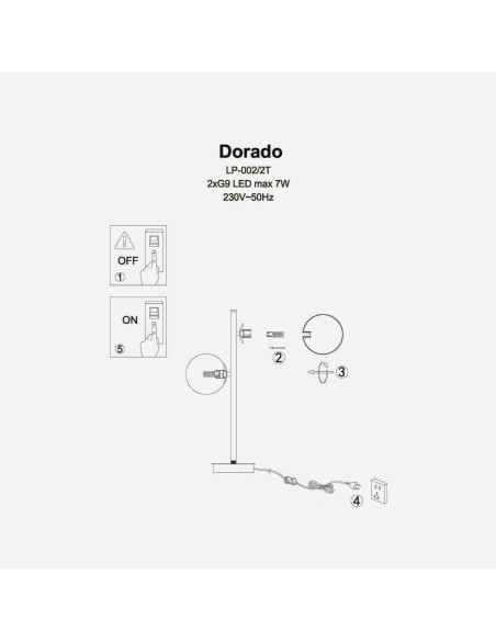 Lampa stojąca DORADO z podwójnym kloszem, eleganckie złote wykończenie, 45 cm - idealna do biura i salonu