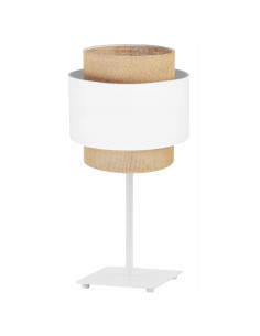 Nowoczesna lampa biurkowa Boho z rattanu, regulowana wysokość, E27, biała i beżowa, do sypialni i biura