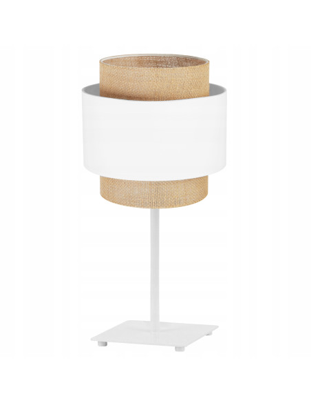 Nowoczesna lampa biurkowa Boho z rattanu, regulowana wysokość, E27, biała i beżowa, do sypialni i biura