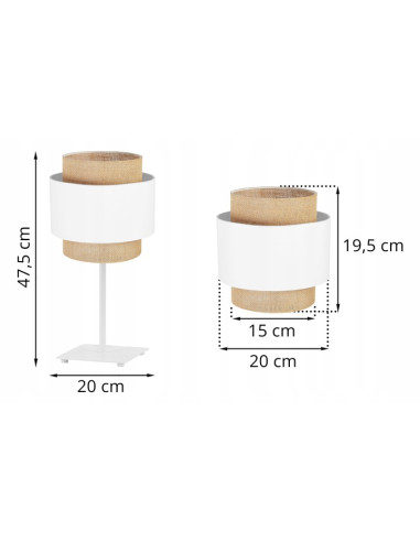 Nowoczesna lampa biurkowa Boho z rattanu, regulowana wysokość, E27, biała i beżowa, do sypialni i biura