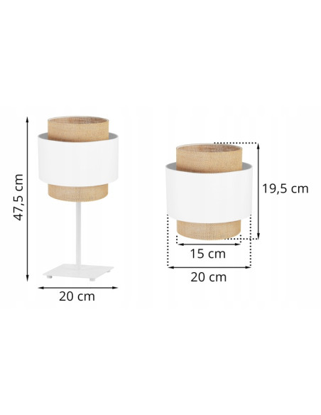Nowoczesna lampa biurkowa Boho z rattanu, regulowana wysokość, E27, biała i beżowa, do sypialni i biura
