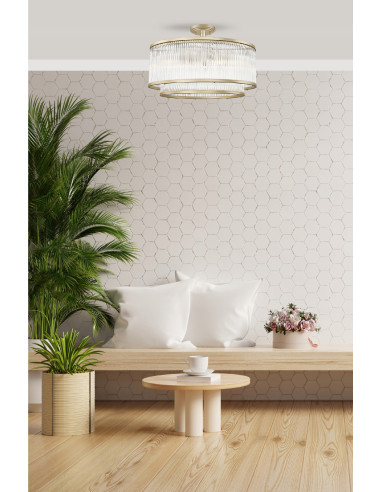 Lampa sufitowa SERGIO w złocie z kryształami – nowoczesny plafon do eleganckich wnętrz marki Zuma Line