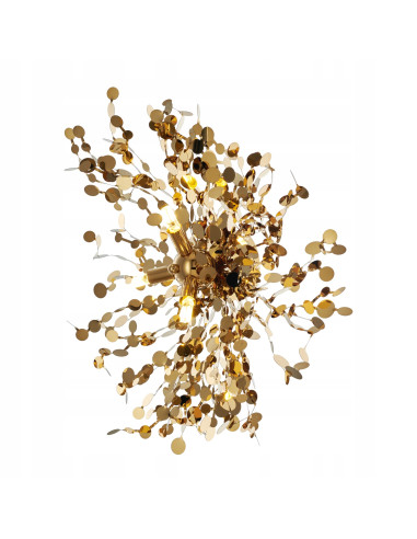 Kinkiet MONETTI w złotych liściach - luksusowe oświetlenie glamour do sypialni i salonu
