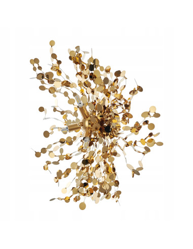 Kinkiet MONETTI w złotych liściach - luksusowe oświetlenie glamour do sypialni i salonu