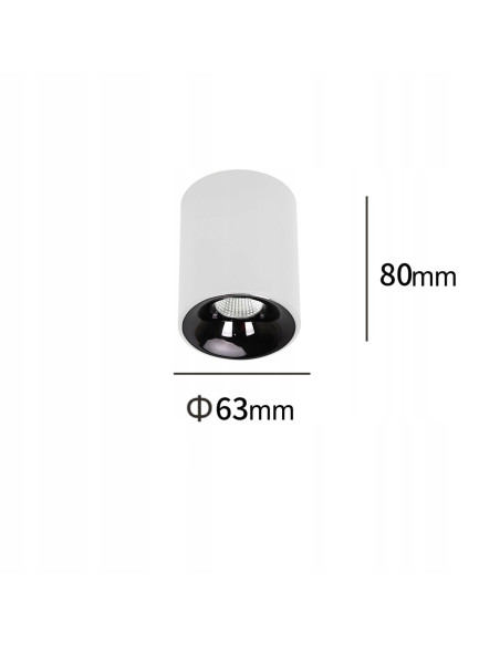 Lampa Sufitowa LED Maxlight Tom Białoczarna - Nowoczesna Tuba Oświetleniowa GU10 do Sypialni i Korytarza