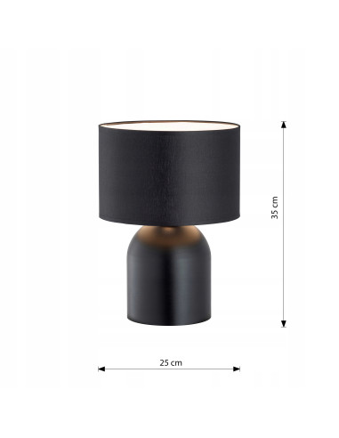 Lampa nocna Aspen z eleganckim czarno-żółtym abażurem - idealna do stylowych wnętrz i wieczornego czytania