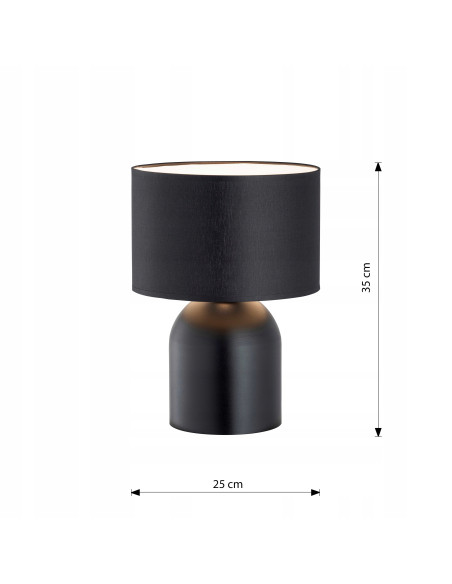 Lampa nocna Aspen z eleganckim czarno-żółtym abażurem - idealna do stylowych wnętrz i wieczornego czytania