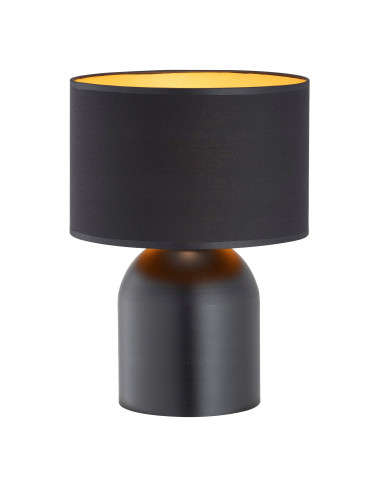 Lampa nocna Aspen z eleganckim czarno-żółtym abażurem - idealna do stylowych wnętrz i wieczornego czytania